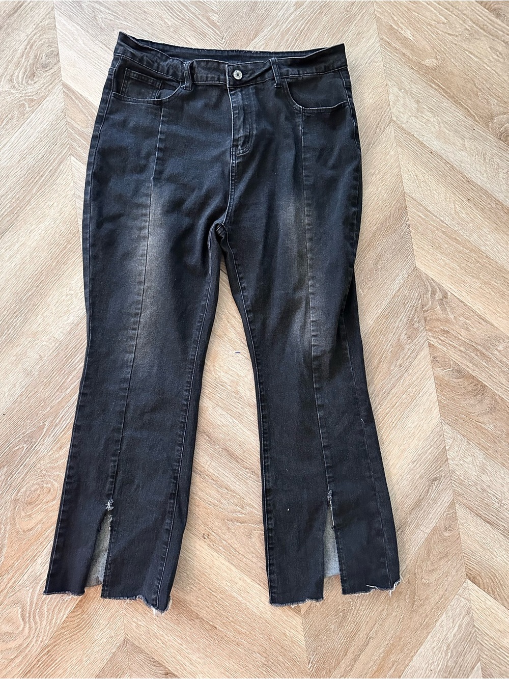 Women's Black Split-Hem Jeans
